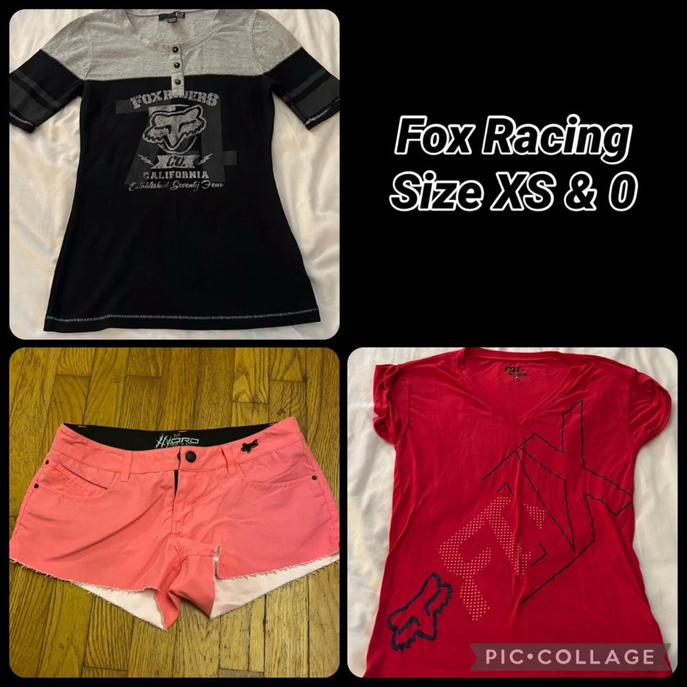 Fox Racing pink & black/gray t-shirts and hot pink mini shorts